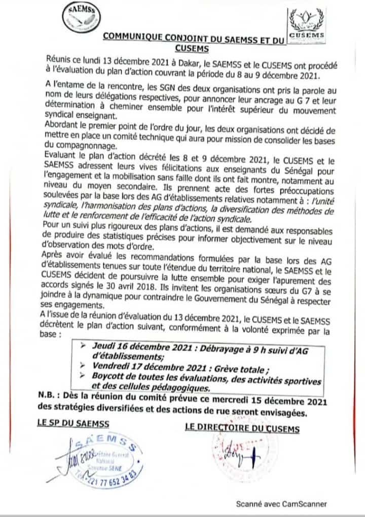 Education : Le Saems et le Cusems dévoilent leur nouveau plan d'action de lutte