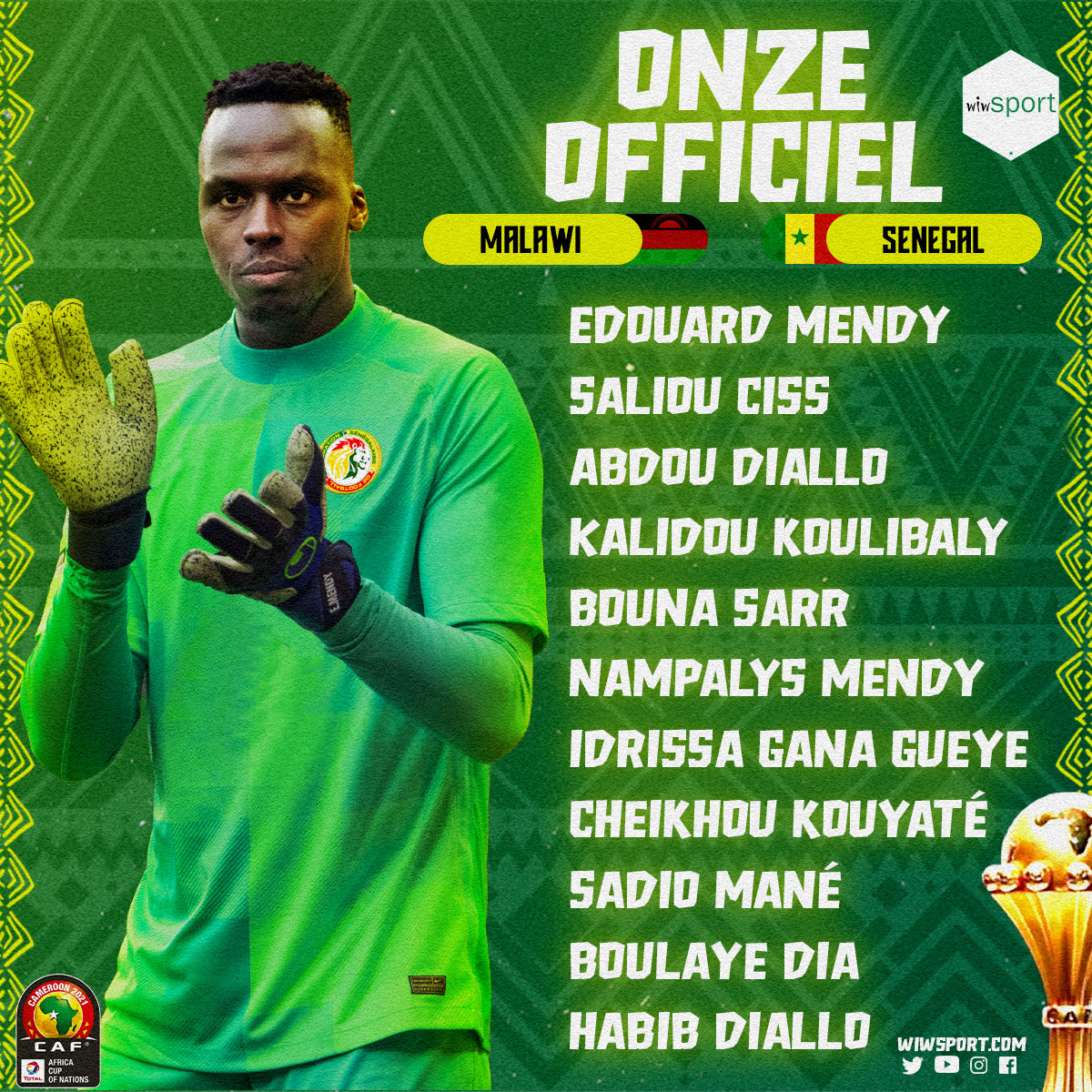 Sénégal-Malawi : la composition officielle des Lions, Koulibaly et Edouard Mendy Titulaires
