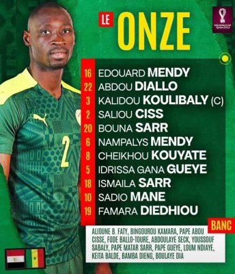 Barrage Égypte vs Sénégal : Voici le 11 de départ (photo)