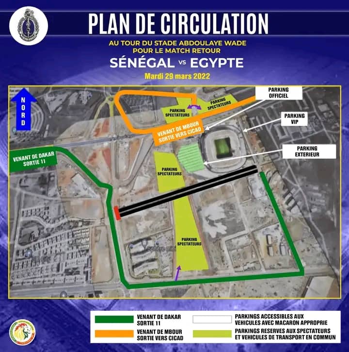 (Vidéo) Sénégal vs Egypte : La gendarmerie dresse le plan de circulation pour accéder au Stade