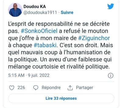 SONKO refuse de prendre le mouton de Doudou KA, celui lui sert une réponse salée
