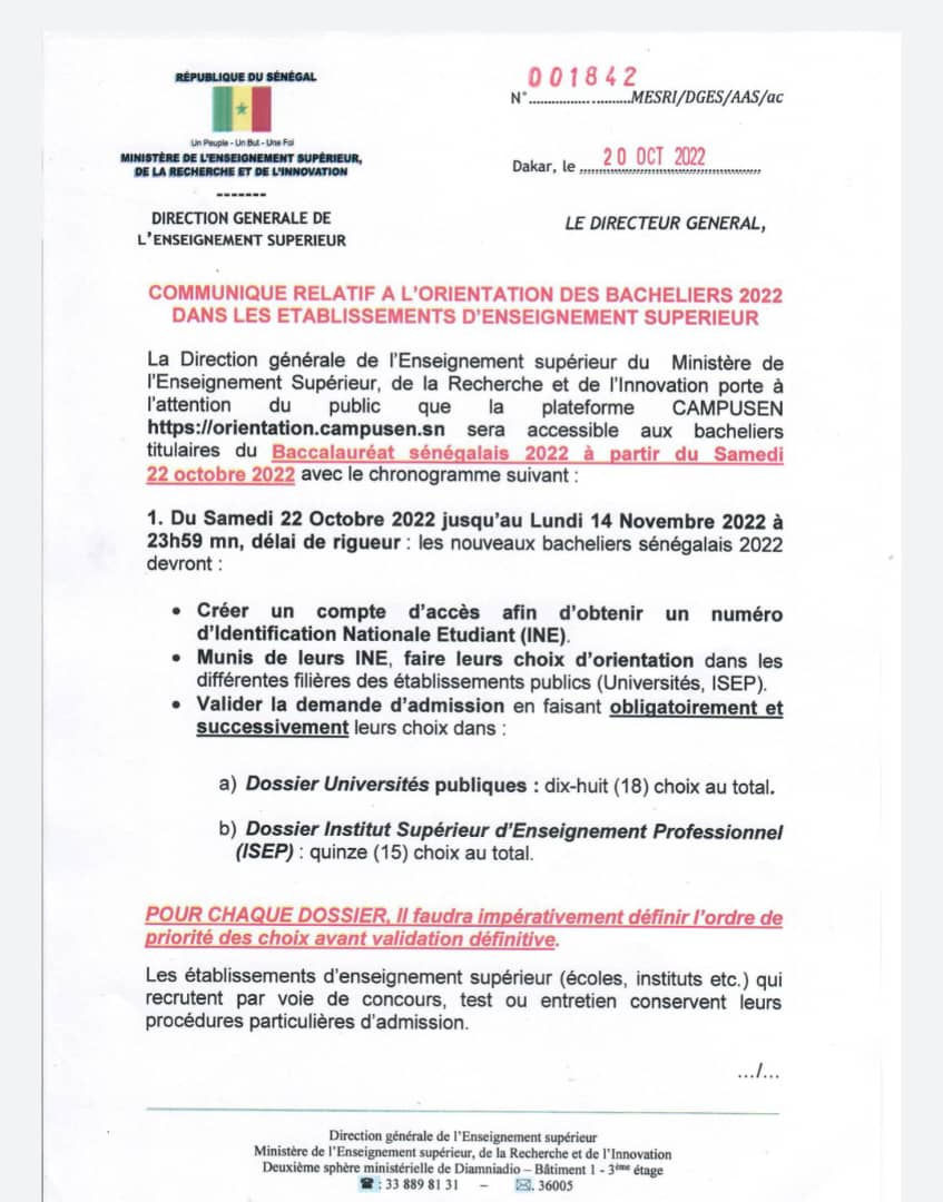 Orientations des bacheliers 2022 : La plateforme Campusen accessible à partir de ce samedi