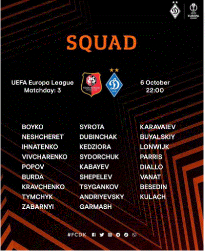 Dynamo Kiev : Samba Diallo convoqué pour la première fois en Europa League face à Rennes.