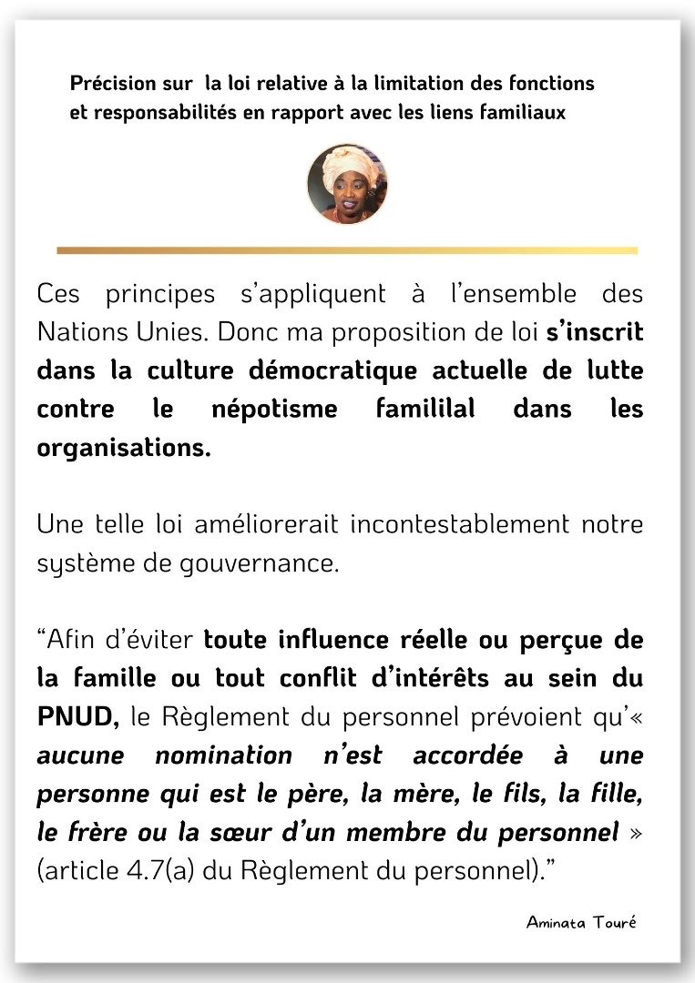 Népotisme familial : Mimi Touré apporte des précisions sur sa proposition de loi