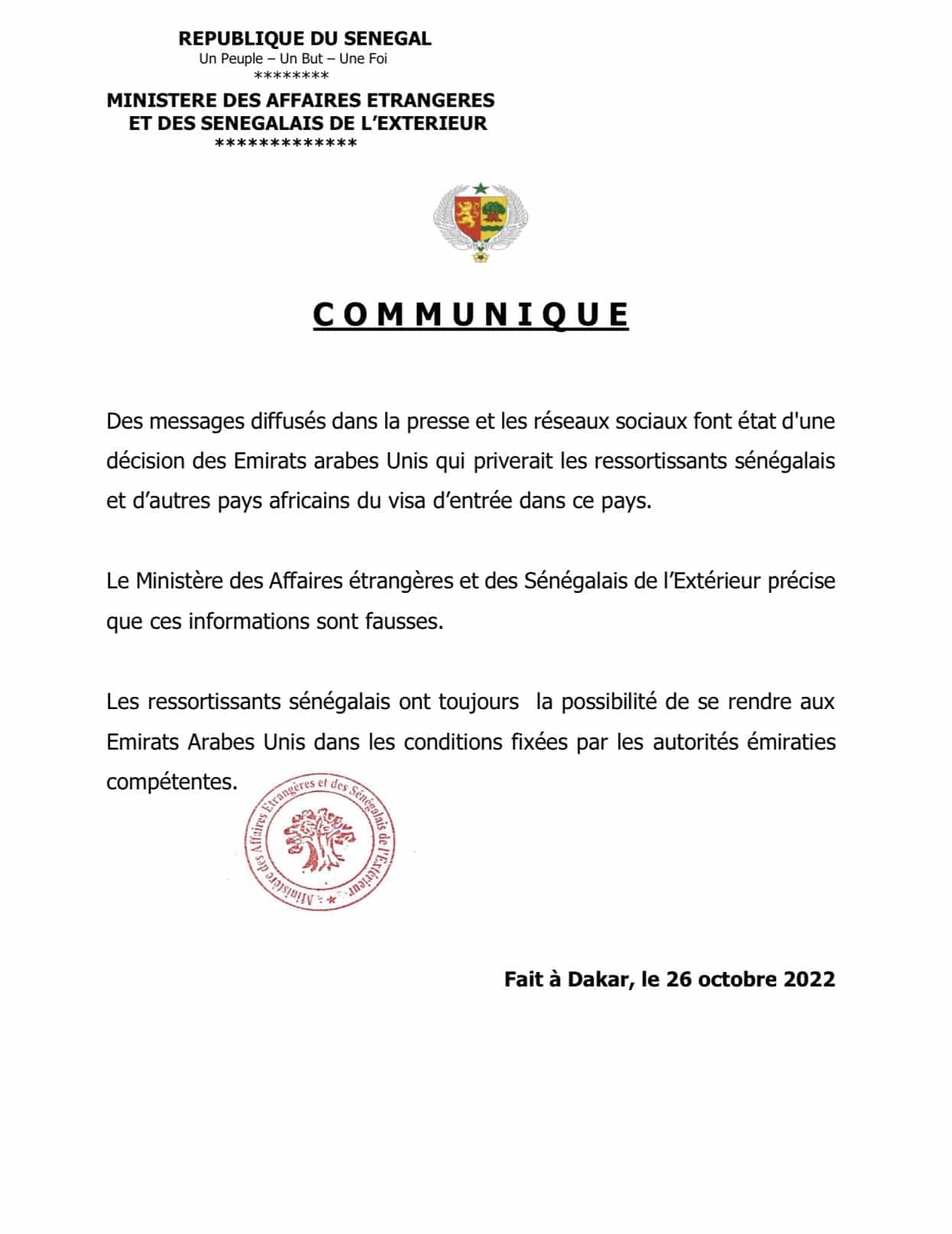 Refus de Visa d'entrée aux Emirats : Aïssata Tall Sall dément et précise (Document)