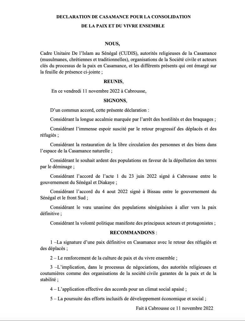 Quête de la paix : Le Cudis se déploie en Casamance