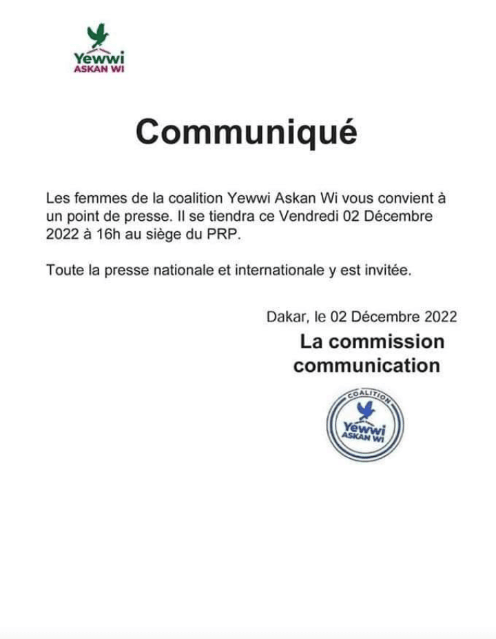 Tension à l'Assemblée : Les femmes de Yewwi face à la presse ce vendredi