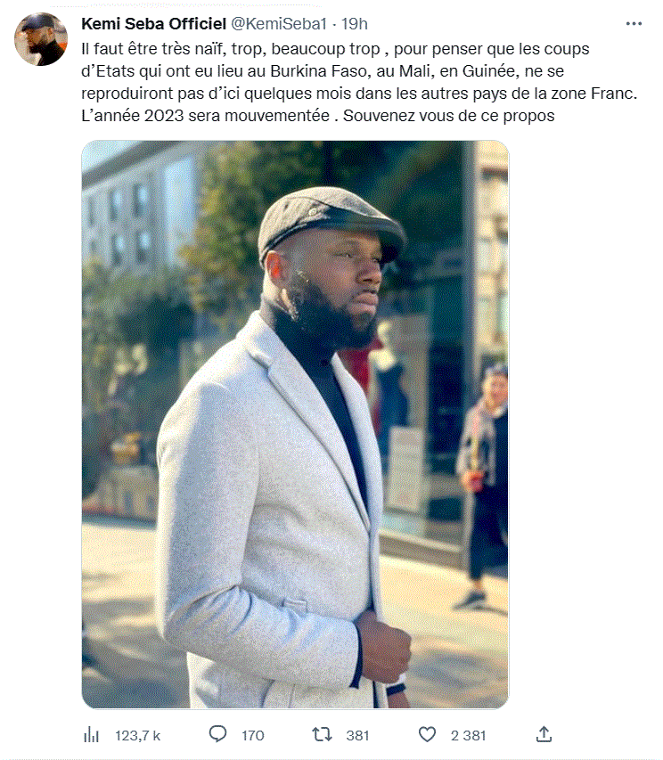 Coups d'Etat au Mali - Guinée - Burkina : Kémi Seba avertit les autres pays de la zone Franc