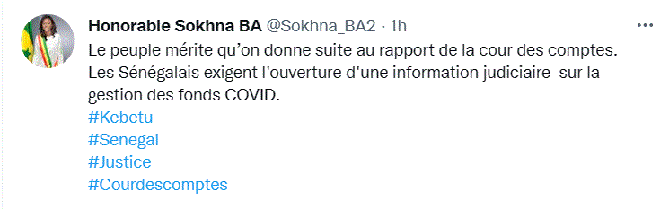 Rapport Cour des Comptes : La demande de la plus jeune député de l'Assemblée Sokhna Ba