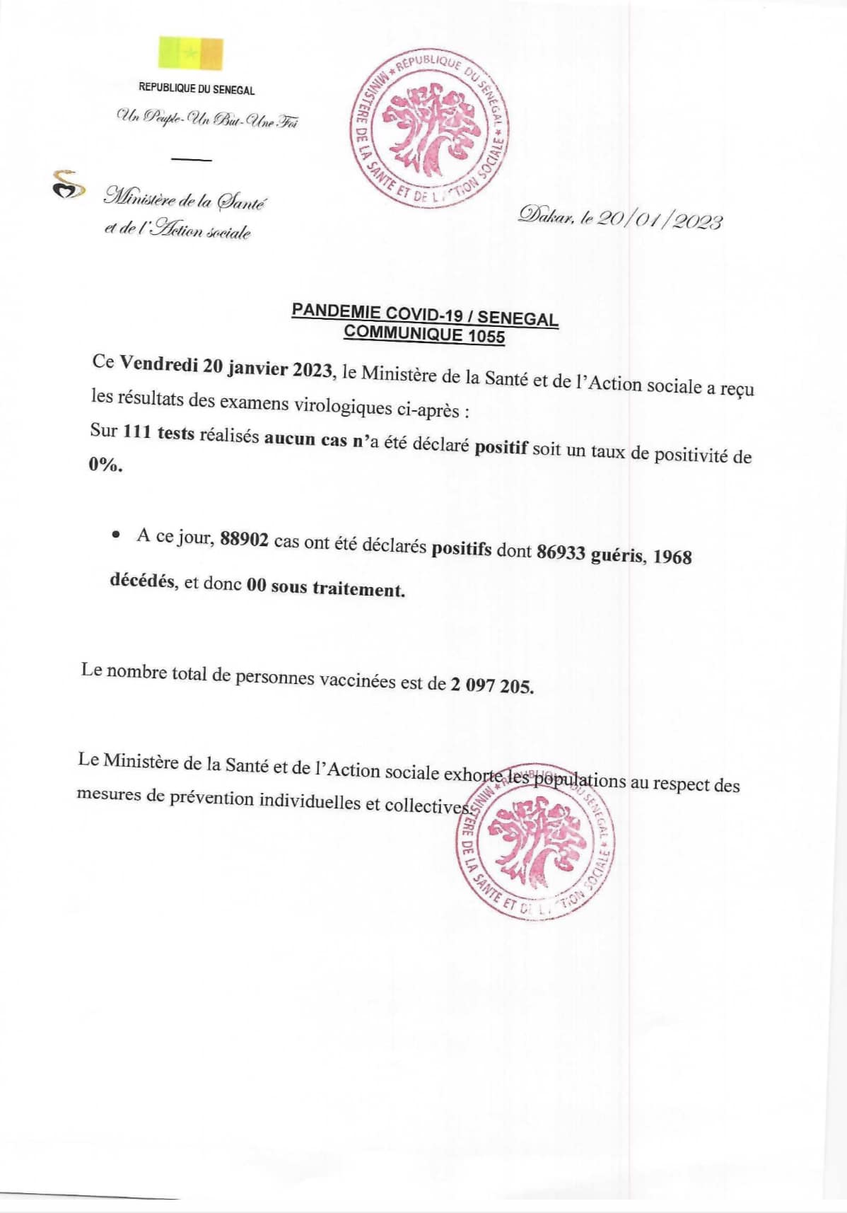 Sénégal : Zéro cas de Covid-19 ces dernières 24 heures, la fin de la maladie ?