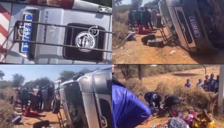Un car de transport public qui tentait d'éviter un chameau qui traversait la route s'est renversé.