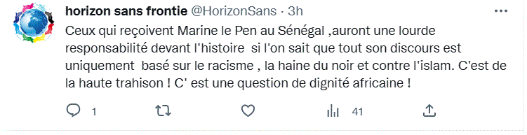 Marine Le Pen à Dakar : Le coup de gueule de Horizon sans frontières