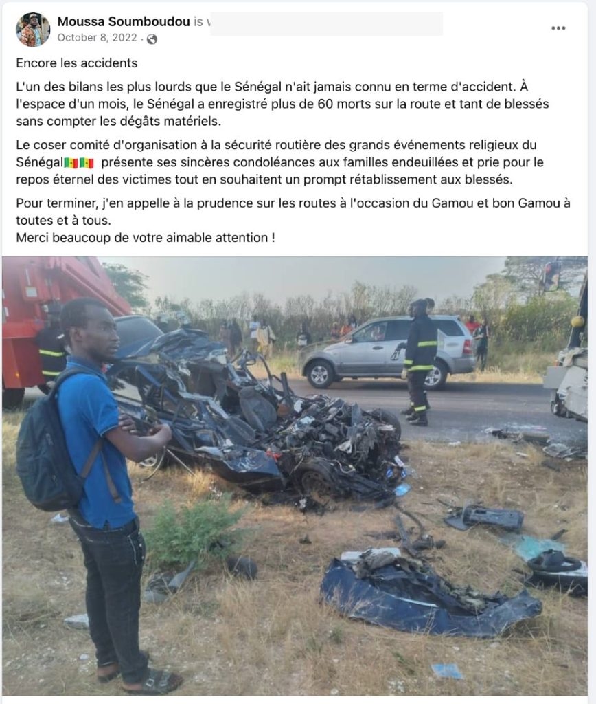 Accident de Kaffrine : Moussa Soumboudou, infatigable militant de la sécurité routière, parmi les victimes