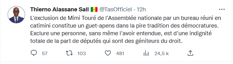 Mimi exclue en catimini : TAS dénonce un guet-apens dans la pire tradition des démocratures