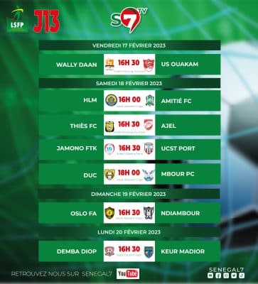 Football : Programme de la 13 éme journée du championnat Sénégal