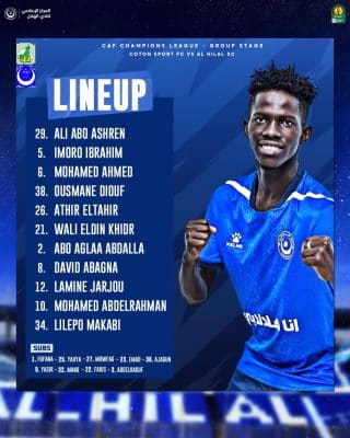 LDC CAF : Ousmane Diouf et Lamin Jarju titulaire face à Coton Sport .