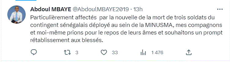 Mali : Abdoul Mbaye affecté par la nouvelle de la mort des trois Jambars