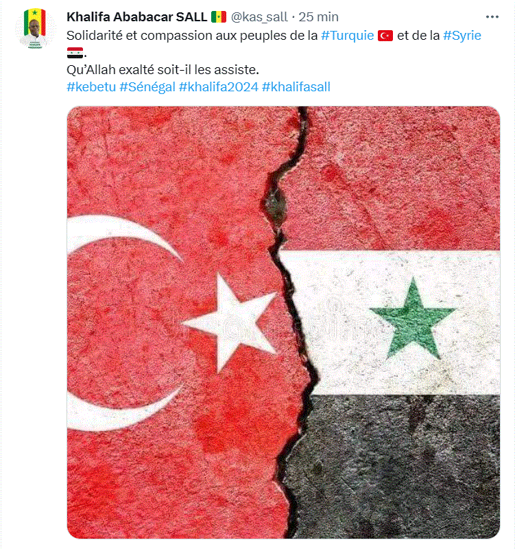 Séisme en Turquie et en Syrie : Khalifa Sall manifeste sa "solidarité" et "compassion" aux deux peuples