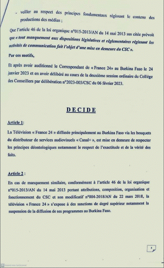 Burkina Faso : France 24 menacée de suspension de diffusion
