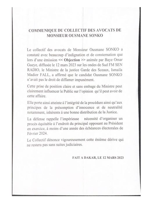 Les avocats de Sonko apportent la réplique à Ismaila Madior Fall
