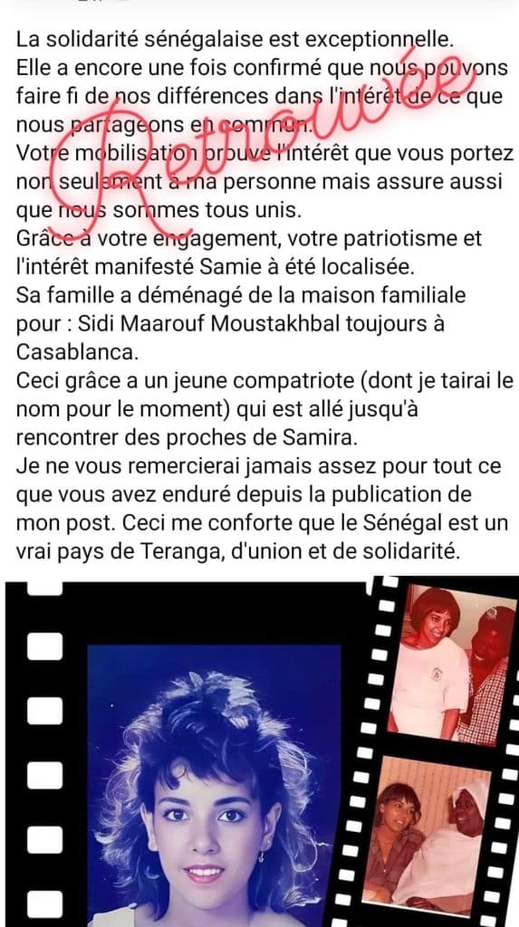 Bonne nouvelle, Guissé Péne a retrouvé sa Samira après 20 ans de recherche