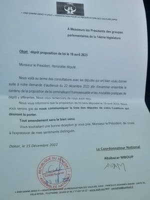 Criminalisation de l'homosexualité : And Samm jikko yi annonce le dépôt d'une loi à l'hémicycle