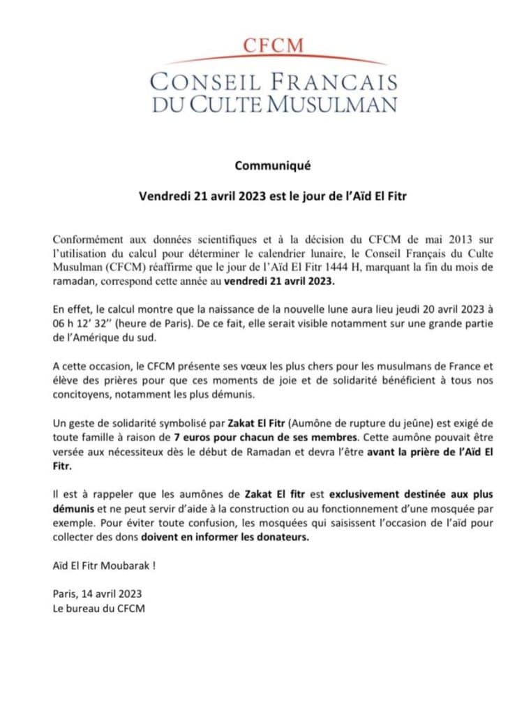 Fin du ramadan : l'Aïd-el-Fitr fêté vendredi en France