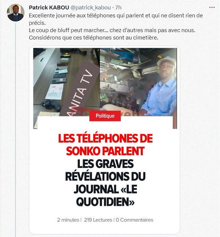 Me Patrick Kabou : "Les téléphones de Sonko ne disent rien de précis..."