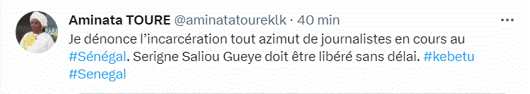 Serigne Saliou Gueye emprisonné : Mimi Touré réclame la libération du journaliste