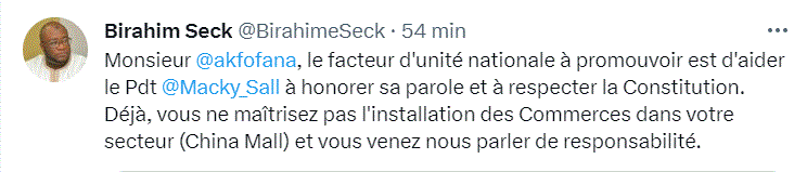 Sortie contre Sonko - Birahim Seck recadre sévèrement Abdou K Fofana : "Déjà, vous ne maîtrisez pas..."