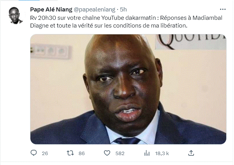 Contrôle judiciaire : Pape Alé et son tweet qui fâchent Madiambal après sa sortie dans "Faram Facce"