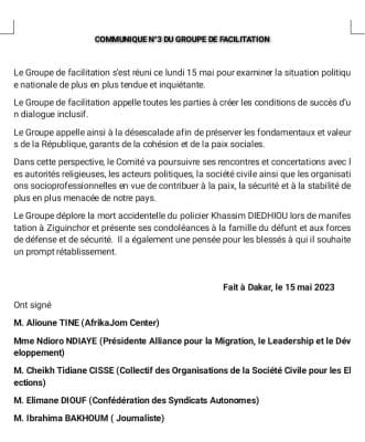 Procès Sonko - Adji Sarr : le Groupe de facilitation appelle au calme