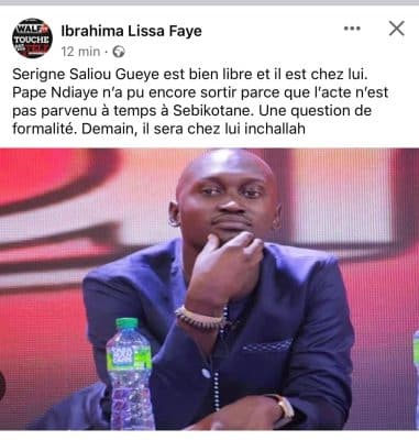 Justice : Serigne Saliou Gueye libre, Pape Ndiaye bloqué à la prison