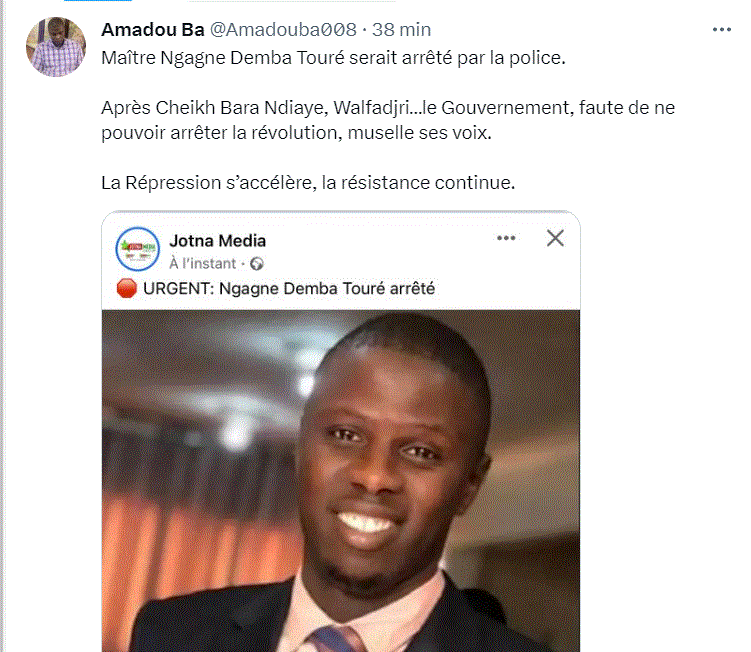 Dernière minute : Me Ngagne Demba Touré arrêté