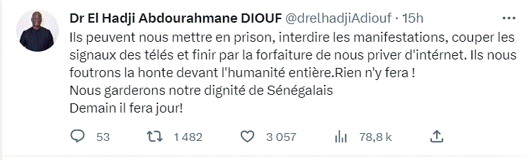 Crise au Sénégal - Coup de gueule de Dr A Diouf : "Ils nous foutrons la honte devant l'humanité entière..."