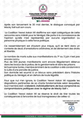 Khaf. au dialogue : Yewwi fait dans la menace ?