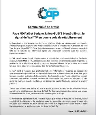 Médias : La CAP reporte son Conseil des Médias et la Journée sans Presse