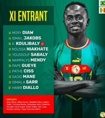 Brésil vs Sénégal : Onze de départ des Lions