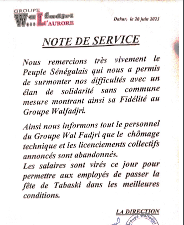 Le Groupe WalFadjri vire les salaires de ses employés et remercie les Sénégalais
