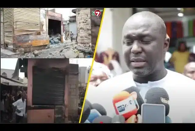 Vidéo-Incendie au marché Zinc : Le ministre Abdou Karim Fofana sur les lieux du drame