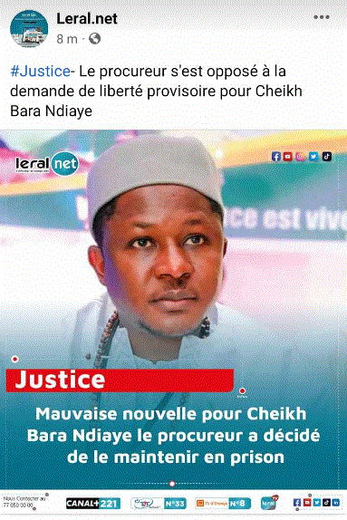 Liberté provisoire pour Cheikh Bara Ndiaye : Le Procureur s'y est opposé