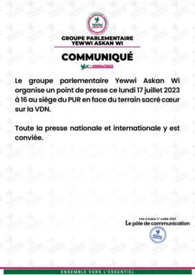 Yewi face à la presse aujourd'ui à 16 heures