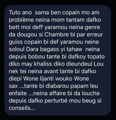 « Sama tante moma fekk ma def Yaramounen rek moumay… », un jeune homme désespéré fait de terribles révélations