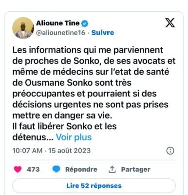 "Il faut libérer Sonko et les détenus politiques, pendant qu’il est encore temps", Alioune Tine