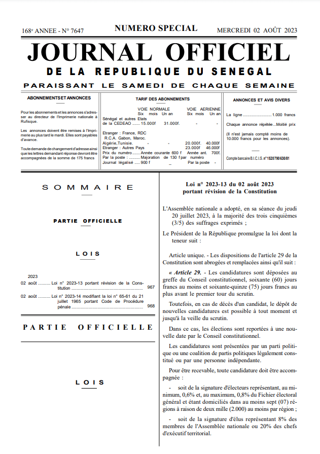 Officiel: Khalifa Sall et Karim Wade peuvent être candidat aux prochains élections présidentielles (Document)