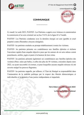 Bus tata attaqué par Cocktail Molotov : Pastef condamne un acte ignoble