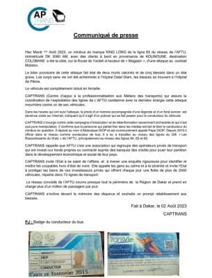 Bus tata incendié au cocktail molotov : le CAPTRANS lève le voile sur le chauffeur