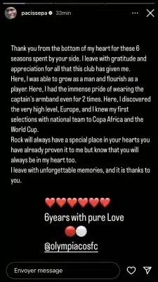 Olympiakos : Le beau message d’adieu de Pape Abou Cissé