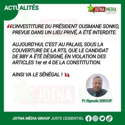 Ngounda Mboup sur la retransmission du choix du candidat de Beno par la RTS: "C'est une violation de la loi"