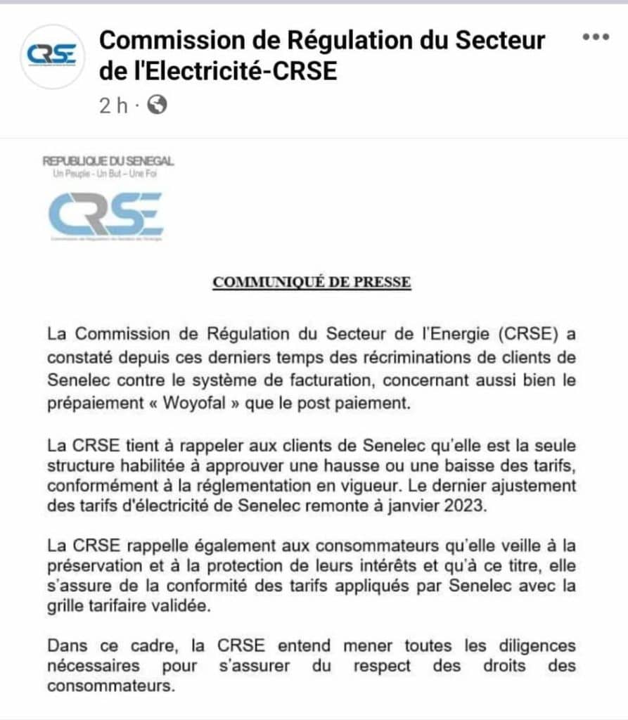 SENELEC : CARTON ROUGE PAR Meissa BABOU / UCAD